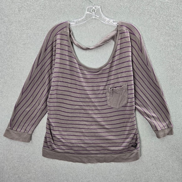 Roxy Tops - Roxy Women Top XL Gray Batwing 3/4 Sleeve Oversized Shirt Scoop Neck